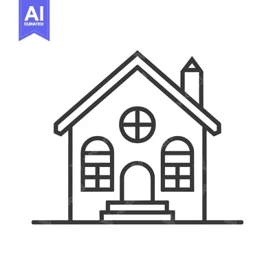 Aset desain premium: Simple Line Drawing Of A Small House