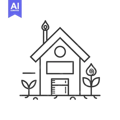 Popular premium asset: Simple Line Drawing House with Plants and Chimney