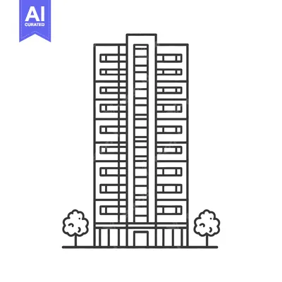 Modern Apartment Building with Trees