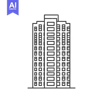 Aset desain premium: Simple Line Drawing Of A Modern Apartment Building