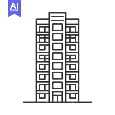 Aset desain premium: A Simple Line Drawing Of A Tall Apartment Building