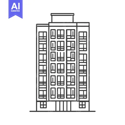 Premium design asset: Apartment Building Line Art Simple Design Illustration
