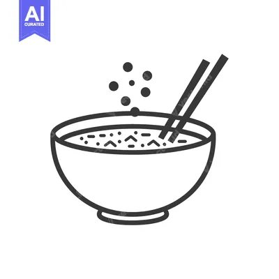 Aset desain premium: A steaming bowl of soup with chopsticks