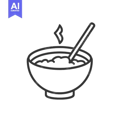 Aset desain premium: A bowl of hot cereal with a spoon