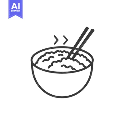 Aset premium populer: A bowl of steaming rice with chopsticks