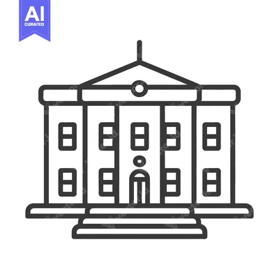Aset desain premium: Line art drawing of a classical government building