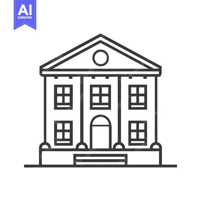Aset premium populer: Classic Building Architectural Line Drawing Design