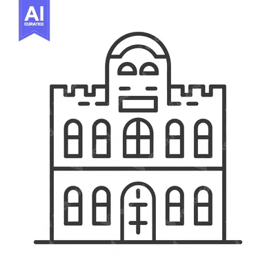 Aset desain premium: Line art illustration of a two story building