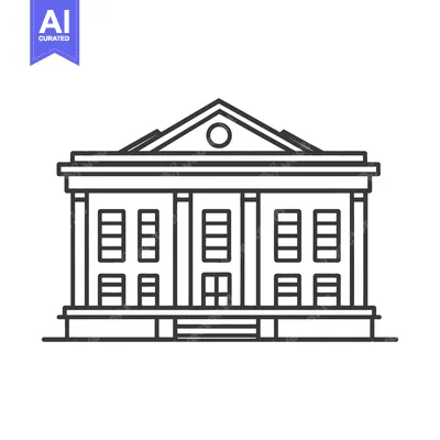 Aset premium populer: Line drawing of a classical style building