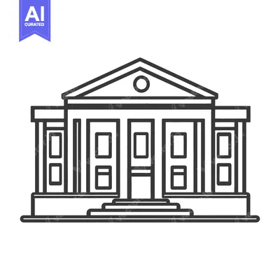 Aset premium populer: Classic Building Architectural Line Drawing Design