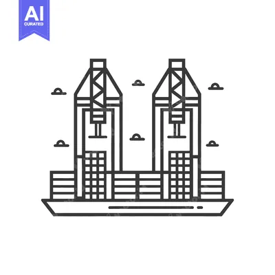 Aset desain premium: Cargo Ship with Gantry Cranes at a Port