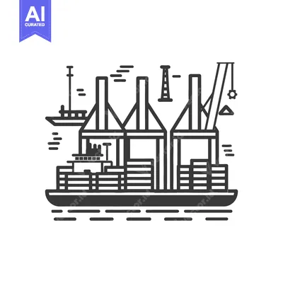Premium design asset: Cargo Ship at Port Under Crane Loading Containers