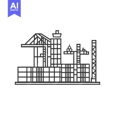 Aset desain premium: Cargo Port Crane Container Shipping Industry Illustration