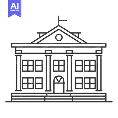 Aset desain premium: Classic Building Architectural Line Drawing Design
