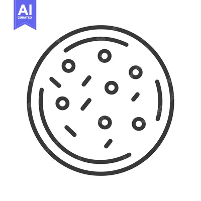 Line art illustration of a petri dish with bacteria