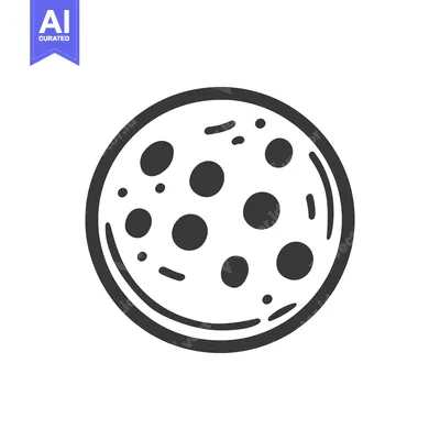 Aset desain premium: Simple Line Drawing of a Chocolate Chip Cookie
