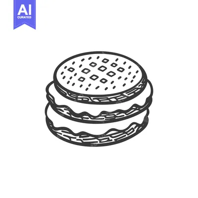 Aset desain premium: A Hand Drawn Sketch Of A Delicious Waffle Sandwich