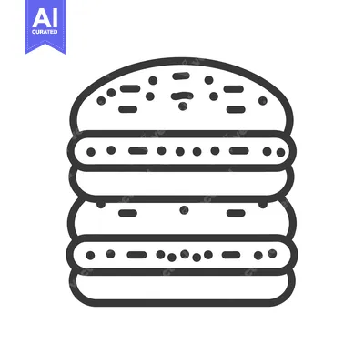 Aset premium populer: A Simple Line Drawing Of A Triple Decker Burger