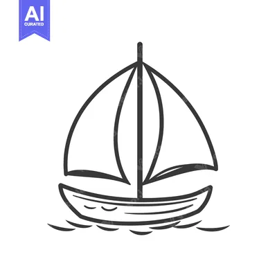 Aset premium populer: Simple Line Drawing Of A Sailing Boat On Water