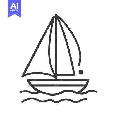 Simple Line Drawing Of A Sailboat On Water