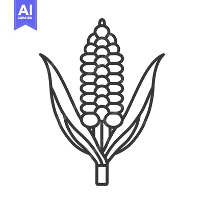 Aset desain premium: Line art drawing of a single ear of corn