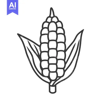 Aset premium populer: An illustration of an ear of corn with leaves