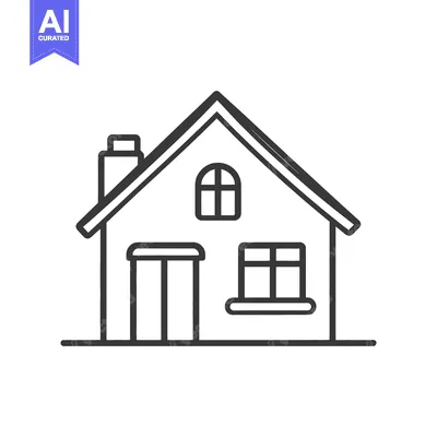 Aset premium populer: Simple Line Drawing Of A House With A Chimney