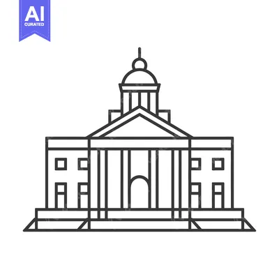 Classic Government Building Architectural Line Drawing