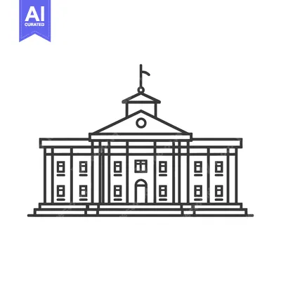 Aset desain premium: Classic Government Building Architectural Line Drawing