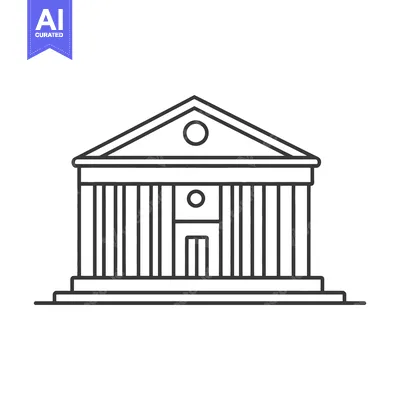 Aset desain premium: Classic Building Line Art Architectural Design