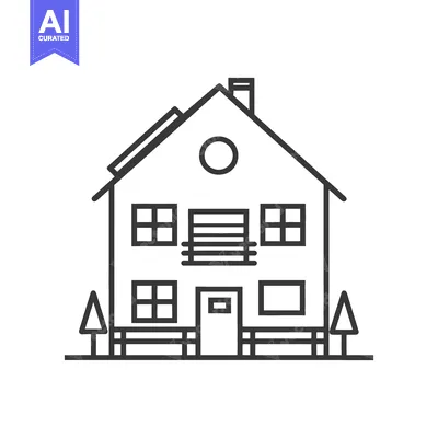 Download Line drawing of a two story house with solar panels Vector Graphic