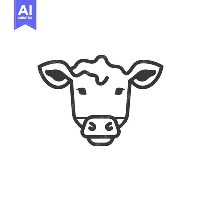 Download Simple Line Drawing Of A Cows Head Vector Graphic