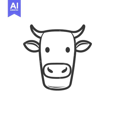 Download A Simple Line Drawing Of A Cows Head Vector Graphic