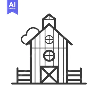 Aset premium populer: Simple Line Drawing Of A Classic Wooden Barn