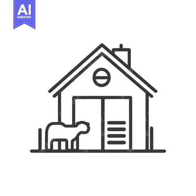 Aset premium populer: Simple line drawing of a sheep and barn