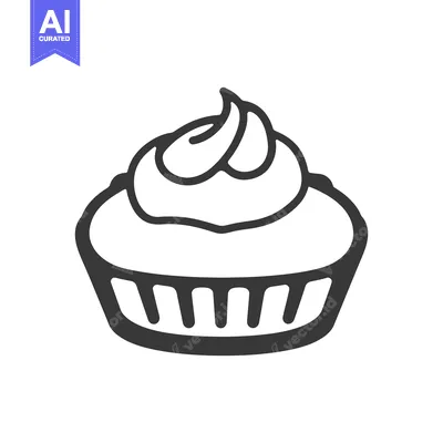 Popular premium asset: Simple Line Drawing Of A Delicious Cupcake