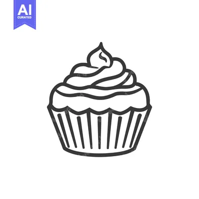 Aset desain premium: Delicious Cupcake with Swirled Frosting Design