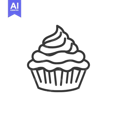 Aset desain premium: A Simple Line Drawing Of A Delicious Cupcake