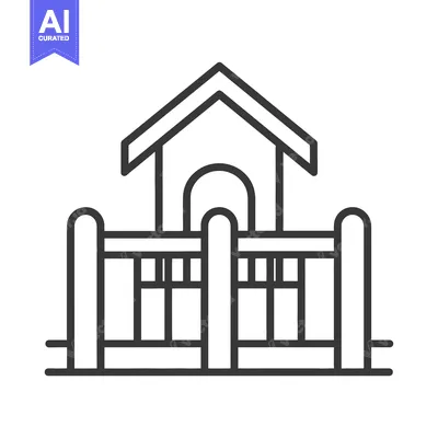 Aset desain premium: Playset House Design Featuring A Small Roof And Fence