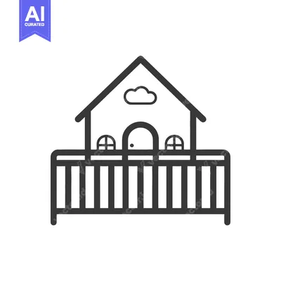 Aset desain premium: Play House with Fence for Children