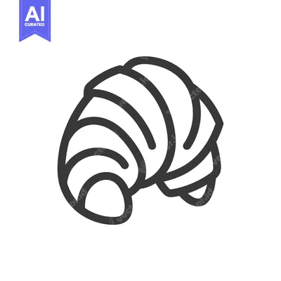 Aset premium populer: A simple line drawing of a croissant pastry