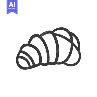 Aset premium populer: Line drawing of a crescent roll pastry