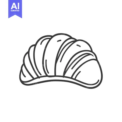 Aset premium populer: Line art drawing of a single croissant pastry