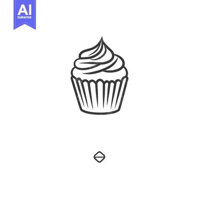 Aset premium populer: A Simple Line Drawing Of A Delicious Cupcake