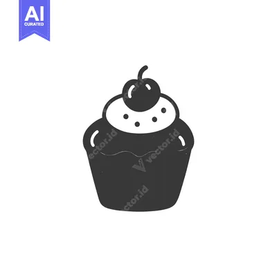 A Single Cherry Topped Cupcake Icon