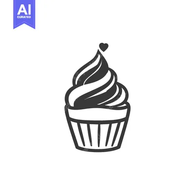 Aset desain premium: A Swirled Cupcake Topped With A Small Heart