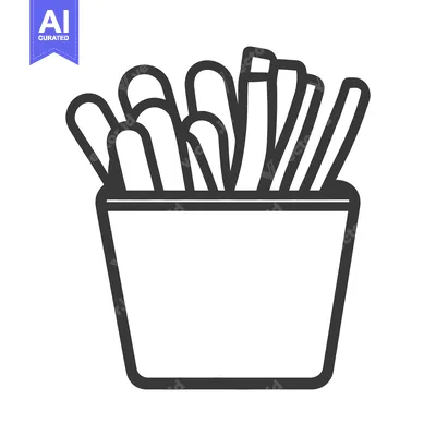 Aset desain premium: French Fries in a Paper Carton Container