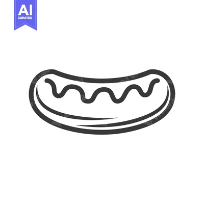 Aset desain premium: Line drawing of a single hotdog with sauce