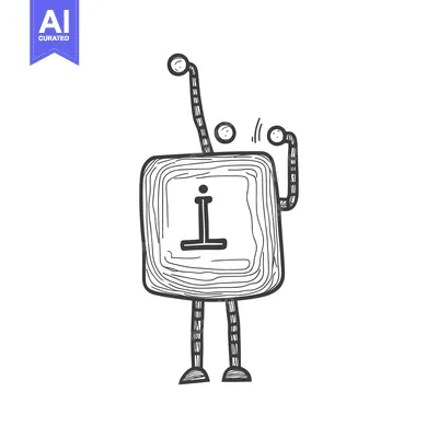Aset premium populer: A Hand-Drawn Sketch of a Robot-Like Character Holding Balls