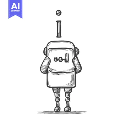 A Sketch of a Simple Robot with an Exclamation Point Above Its Head